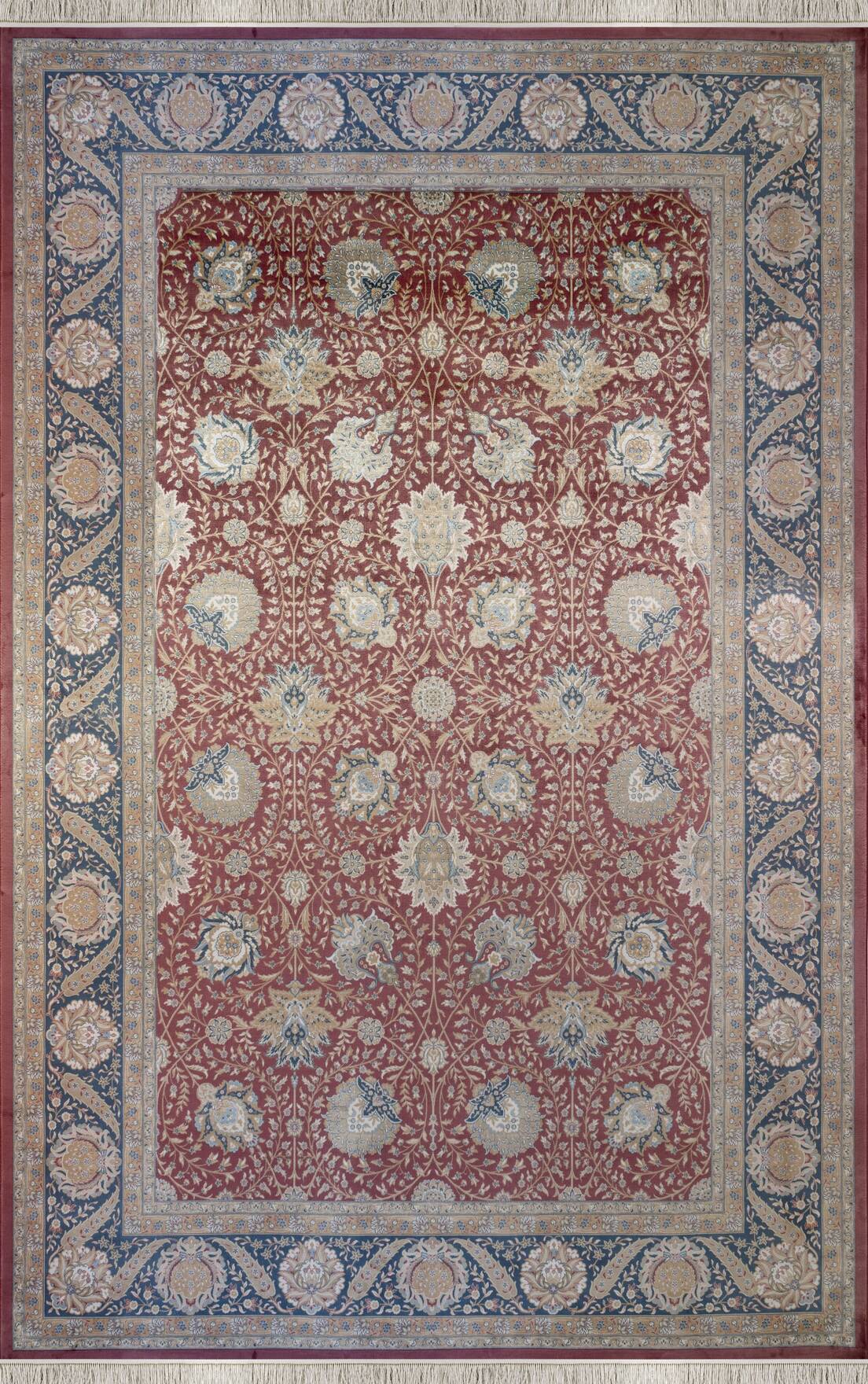 Vendome Palace 5421 Kiremit Lacivert - Viskon Bambu Halı | Dokuma Salon Halısı